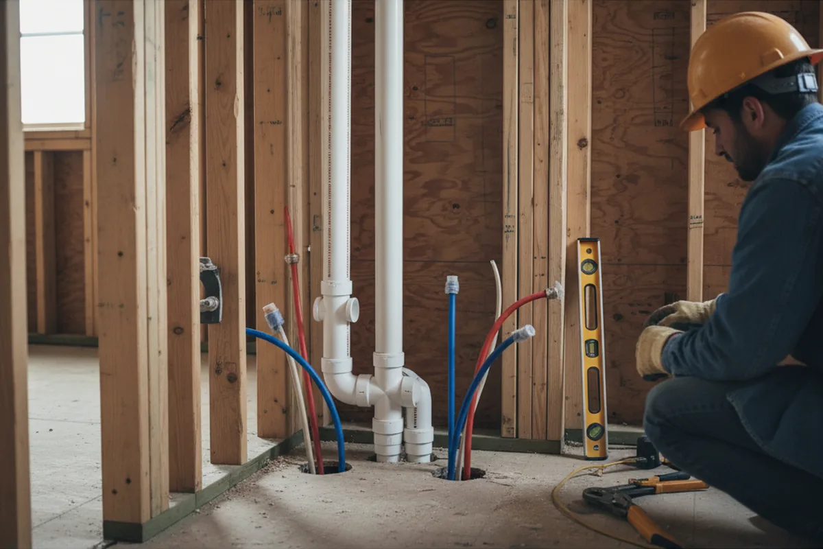 Drain and supply rough-in during Drain Cleaning in Summit