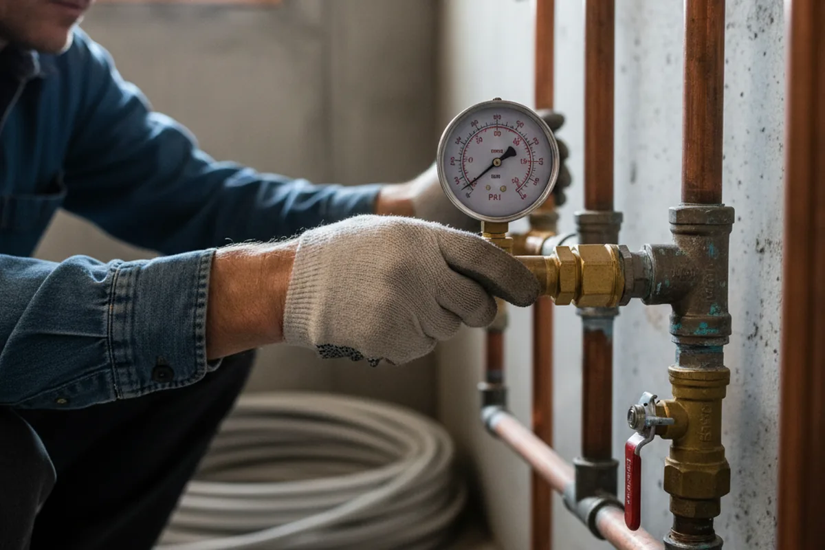Pressure testing a repaired line during Water Line Repair in Summit